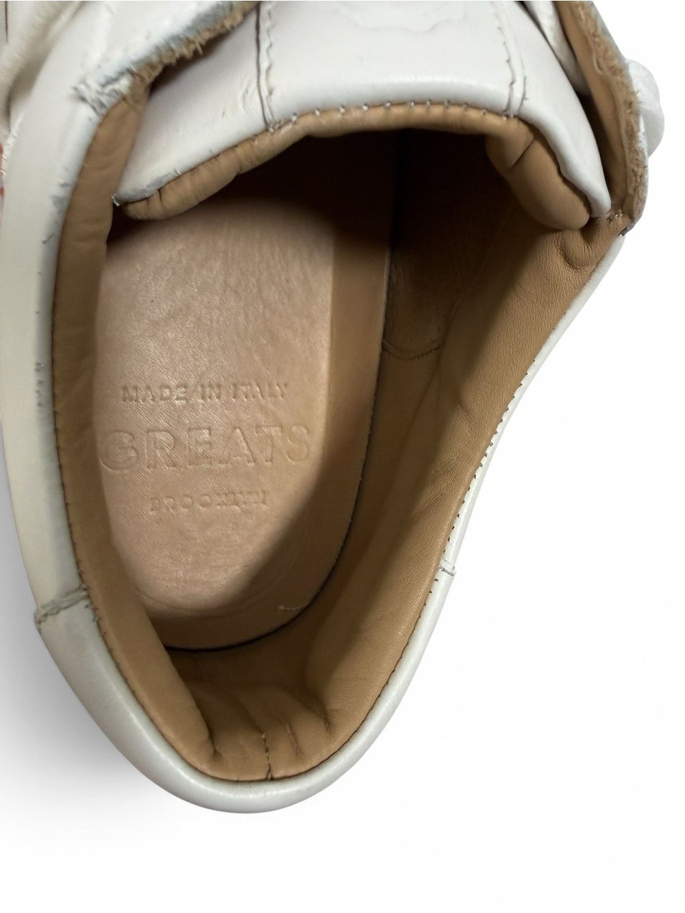 Greats White Leather Sneakers Gum Sole Men’s Size 9 - Picture 9 of 10